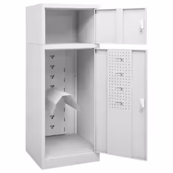 vidaXL Saddle Cabinet Steel Locker Harness Cabinet Multi Colours 105/140 cm - light grey - Additional view 4