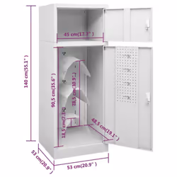 vidaXL Saddle Cabinet Steel Locker Harness Cabinet Multi Colours 105/140 cm - light grey - Additional view 8