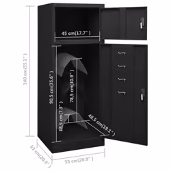 vidaXL Saddle Cabinet Steel Locker Harness Cabinet Multi Colours 105/140 cm - black - Additional view 9