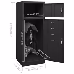 vidaXL Saddle Cabinet Steel Locker Harness Cabinet Multi Colours 105/140 cm - anthracite - Additional view 2