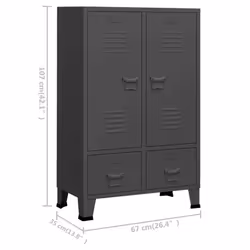 vidaXL Industrial Wardrobe Anthracite Steel Storage Organiser Closet Furniture - Additional view 9