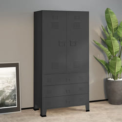 vidaXL Industrial Wardrobe Anthracite Metal Storage Cabinet Clothes Closet