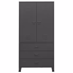 vidaXL Industrial Wardrobe Anthracite Metal Storage Cabinet Clothes Closet