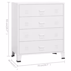 vidaXL Industrial Drawer Cabinet White Metal Display Storage Cabinet Sideboard - Additional view 10