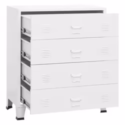 vidaXL Industrial Drawer Cabinet White Metal Display Storage Cabinet Sideboard - Additional view 3