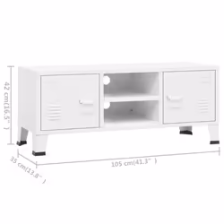 vidaXL Industrial TV Cabinet White Metal Media Hifi Cabinet TV Unit Sideboard - Additional view 8