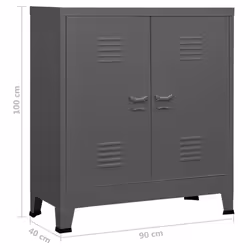 vidaXL Industrial Storage Chest Anthracite Steel Sideboard Cabinet Storage Box - Additional view 9