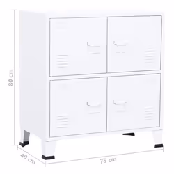 vidaXL Industrial Storage Chest White 75x40x80 cm Steel Sideboard Cabinet