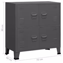 vidaXL Industrial Storage Chest Anthracite 75x40x80 cm Steel Sideboard Cabinet