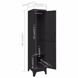 vidaXL Locker Cabinet Black 45 cm Steel Storage Home Office Cabinet Furniture
