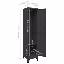 vidaXL Locker Cabinet Anthracite 45 cm Steel Storage Office Cabinet Furniture - Additional view 4