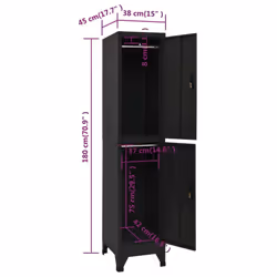 vidaXL Locker Cabinet Black 45 cm Steel Storage Home Office Cabinet Furniture