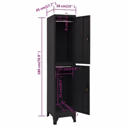 vidaXL Locker Cabinet Black 45 cm Steel Storage Home Office Cabinet Furniture - Additional view 9