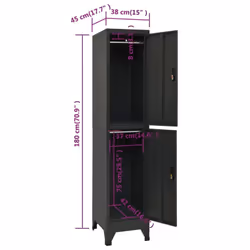 vidaXL Locker Cabinet Anthracite 45 cm Steel Storage Office Cabinet Furniture