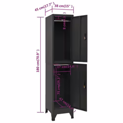 vidaXL Locker Cabinet Anthracite 45 cm Steel Storage Office Cabinet Furniture - Additional view 9