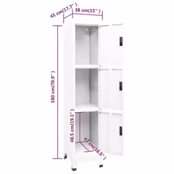 vidaXL Locker Cabinet White 45 cm Steel Storage Home Office Cabinet Furniture
