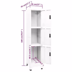 vidaXL Locker Cabinet White 45 cm Steel Storage Home Office Cabinet Furniture - Additional view 9