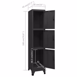 vidaXL Locker Cabinet Black 45 cm Steel Storage Home Office Cabinet Furniture - Additional view 5
