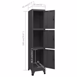vidaXL Locker Cabinet Anthracite 45 cm Steel Storage Office Cabinet Furniture
