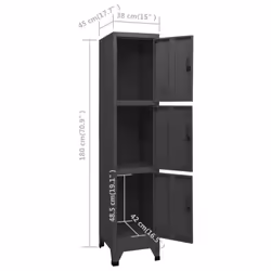 vidaXL Locker Cabinet Anthracite 45 cm Steel Storage Office Cabinet Furniture - Additional view 6