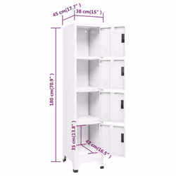 vidaXL Locker Cabinet White 45 cm Steel Storage Home Office Cabinet Furniture