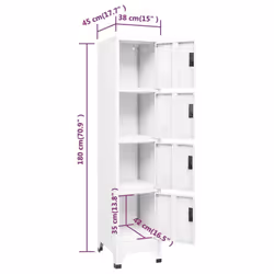 vidaXL Locker Cabinet White 45 cm Steel Storage Home Office Cabinet Furniture - Additional view 9