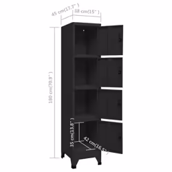 vidaXL Locker Cabinet Black 45 cm Steel Storage Home Office Cabinet Furniture