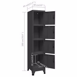 vidaXL Locker Cabinet Anthracite 45 cm Steel Storage Office Cabinet Furniture