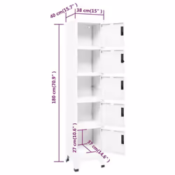 vidaXL Locker Cabinet White 40 cm Steel Storage Home Office Cabinet Furniture