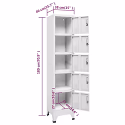 vidaXL Locker Cabinet Light Grey 40 cm Steel Storage Office Cabinet Furniture - Additional view 9
