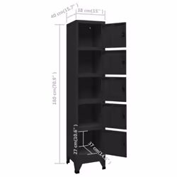 vidaXL Locker Cabinet Black 40 cm Steel Storage Home Office Cabinet Furniture