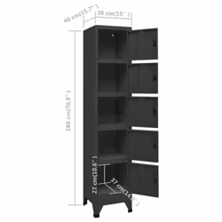 vidaXL Locker Cabinet Anthracite 40 cm Steel Storage Office Cabinet Furniture