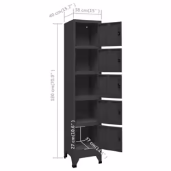 vidaXL Locker Cabinet Anthracite 40 cm Steel Storage Office Cabinet Furniture - Additional view 8
