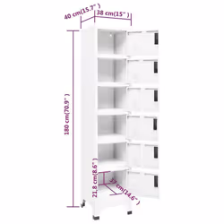 vidaXL Locker Cabinet White 40 cm Steel Storage Home Office Cabinet Furniture