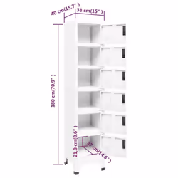 vidaXL Locker Cabinet White 40 cm Steel Storage Home Office Cabinet Furniture - Additional view 9