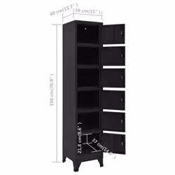 vidaXL Locker Cabinet Black 40 cm Steel Storage Home Office Cabinet Furniture