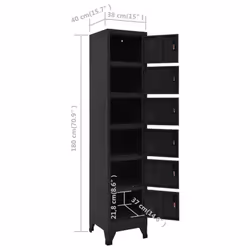 vidaXL Locker Cabinet Black 40 cm Steel Storage Home Office Cabinet Furniture - Additional view 9