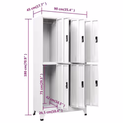 vidaXL Locker Cabinet White Steel Office Storage Locker Cabinet Furniture - Additional view 6