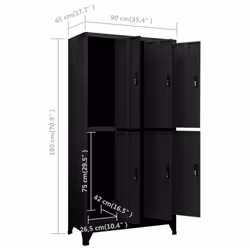 vidaXL Locker Cabinet Black Steel Office Storage Locker Cabinet Furniture - Additional view 6