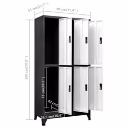 vidaXL Locker Cabinet Anthracite and White Steel Office Storage Locker Cabinet - Additional view 4