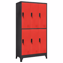 vidaXL Locker Cabinet Anthracite and Red Steel Office Storage Locker Cabinet