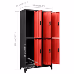 vidaXL Locker Cabinet Anthracite and Red Steel Office Storage Locker Cabinet - Additional view 5