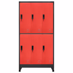vidaXL Locker Cabinet Anthracite and Red Steel Office Storage Locker Cabinet - Additional view 6
