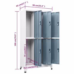 vidaXL Locker Cabinet Light Grey and Dark Grey Steel Office Storage Locker - Additional view 9