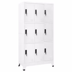 vidaXL Locker Cabinet White Steel Office Indoor Storage Filing Cabinet Locker