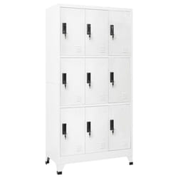 vidaXL Locker Cabinet White Steel Office Indoor Storage Filing Cabinet Locker