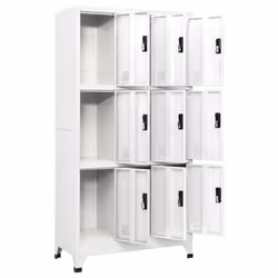 vidaXL Locker Cabinet White Steel Office Indoor Storage Filing Cabinet Locker