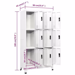 vidaXL Locker Cabinet White Steel Office Indoor Storage Filing Cabinet Locker - Additional view 6