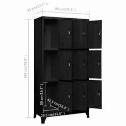 vidaXL Locker Cabinet Black Steel Office Indoor Storage Filing Cabinet Locker - Additional view 5