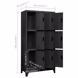 vidaXL Locker Cabinet Anthracite Steel Office Storage Filing Cabinet Locker